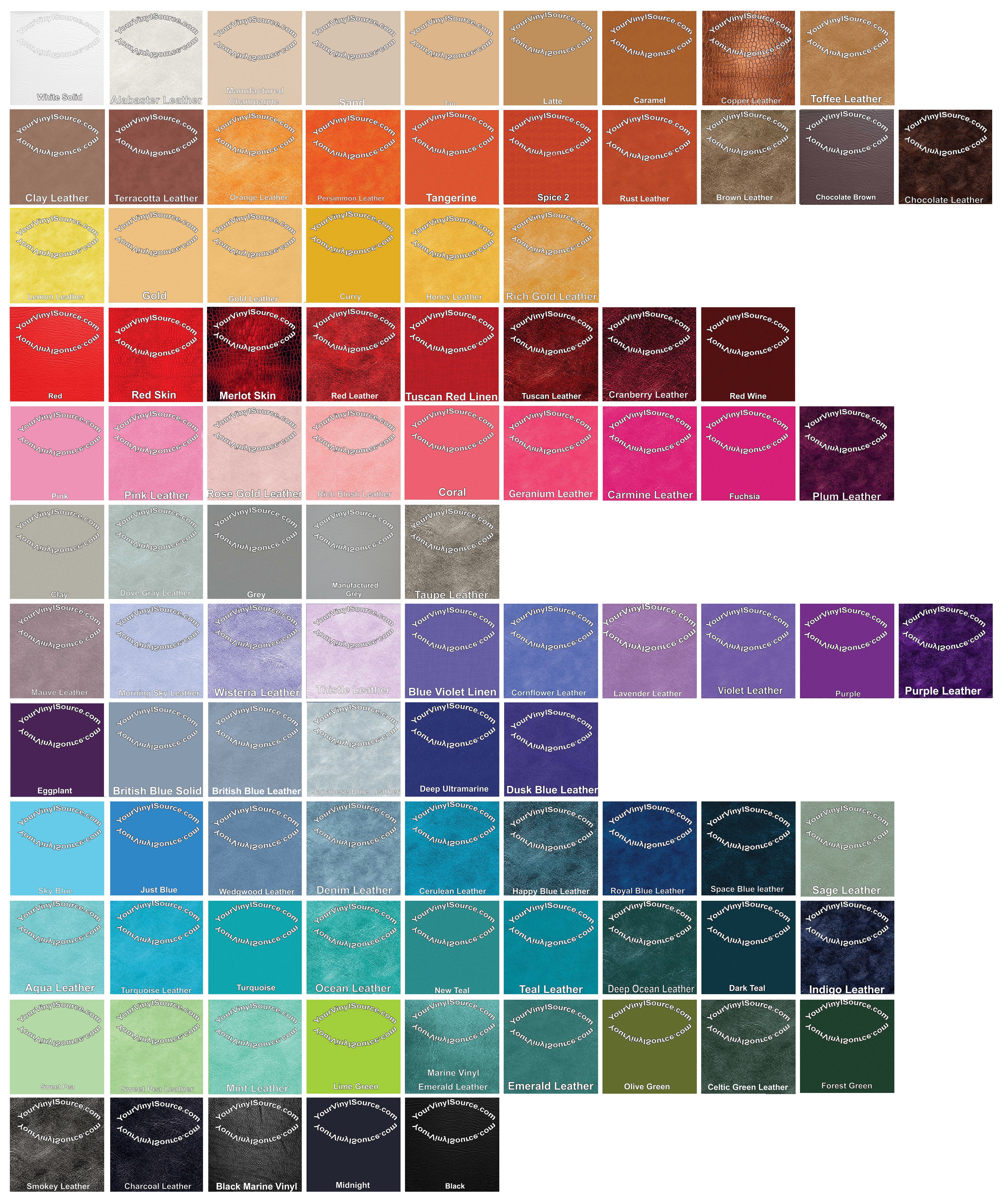 Solid Color Versions Solid Printed & Manufactured Regular and Marine Vinyl – Your Vinyl Source