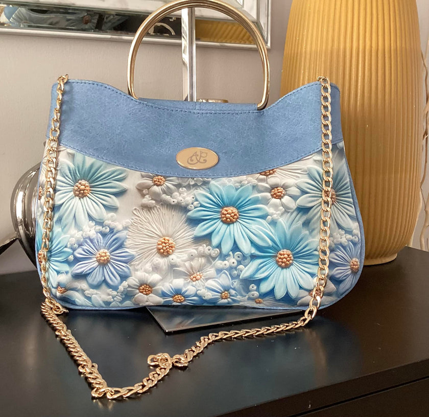 Blue Daisies printed vinyl  3 sizes