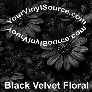 Black Velvet Floral printed vinyl 3 sizes