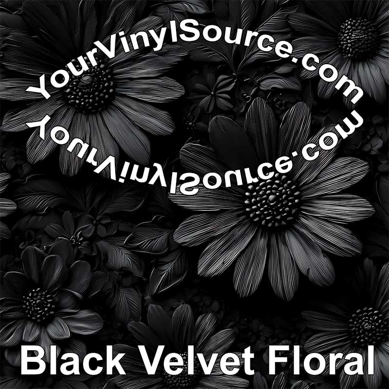 Black Velvet Floral printed vinyl 3 sizes