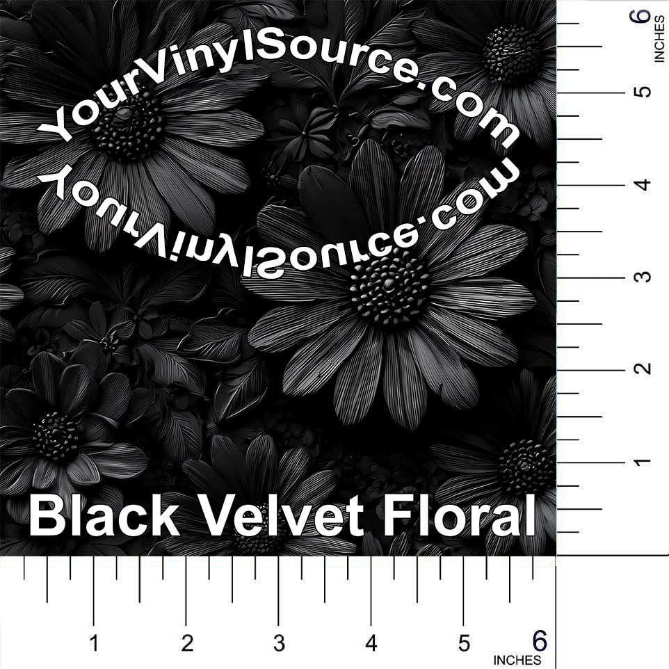 Black Velvet Floral printed vinyl 3 sizes
