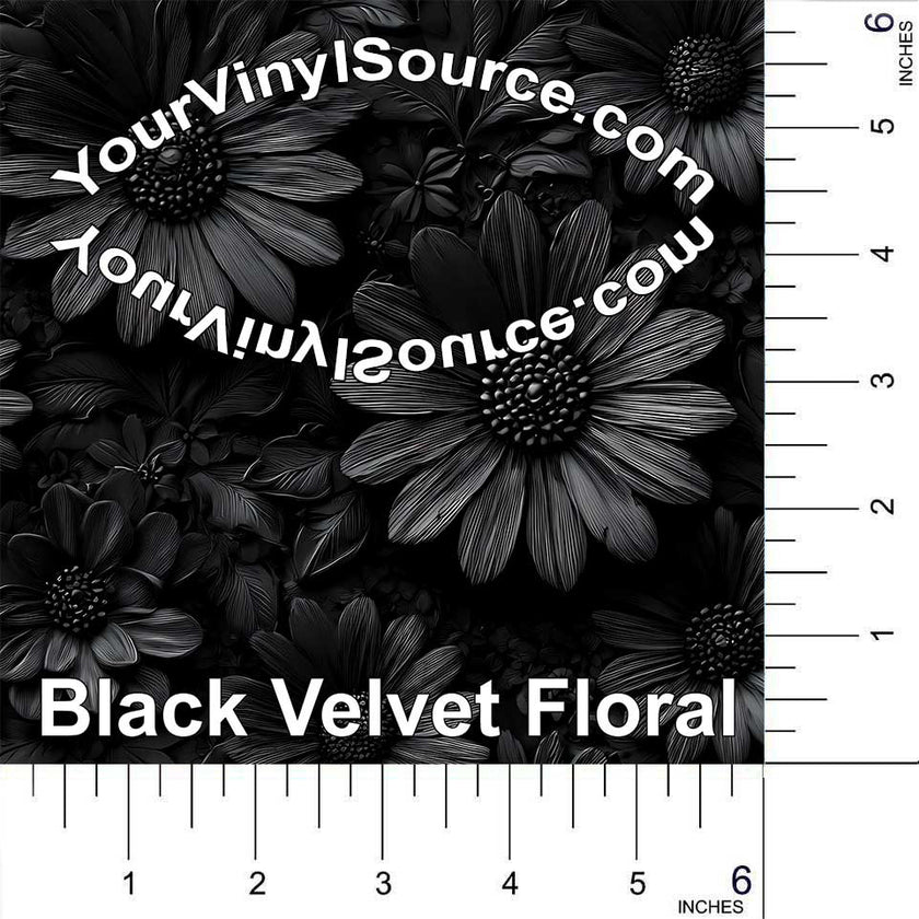 Black Velvet Floral printed vinyl 3 sizes