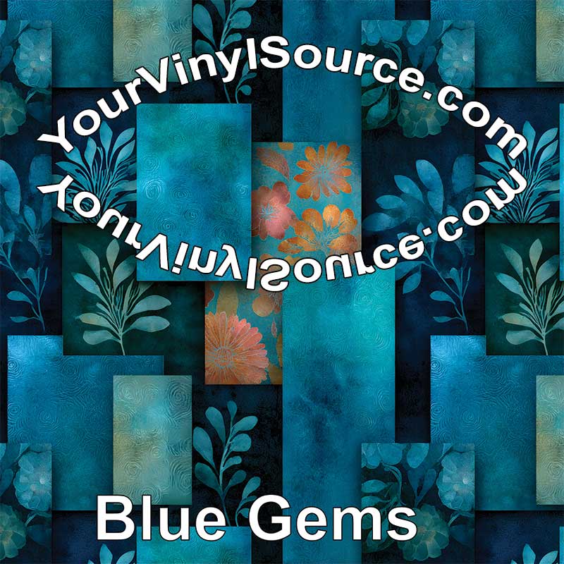 Blue Gems printed vinyl 3 sizes
