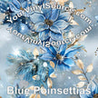 Blue Poinsettias printed vinyl 2 sizes  25% off