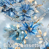 Blue Poinsettias printed vinyl 2 sizes  25% off