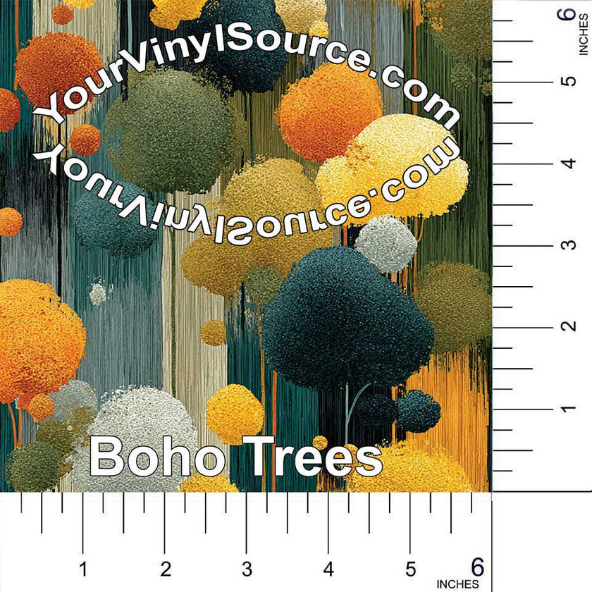 Boho Trees printed vinyl 3 sizes, shorter rolls 18x48