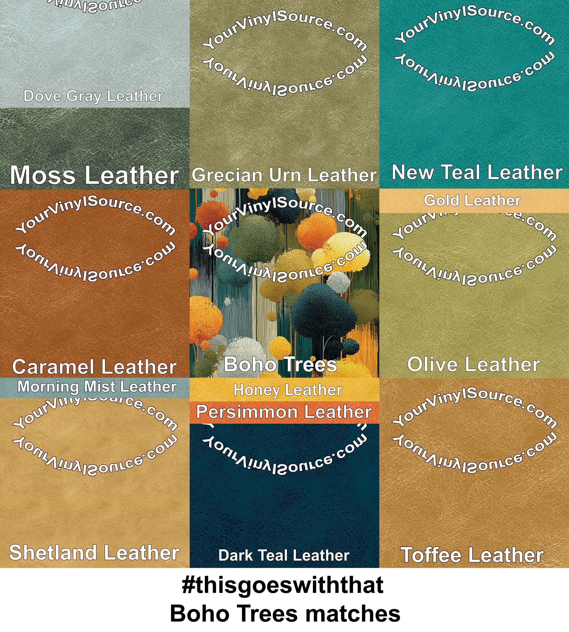 Boho Trees printed vinyl 3 sizes, shorter rolls 18x48