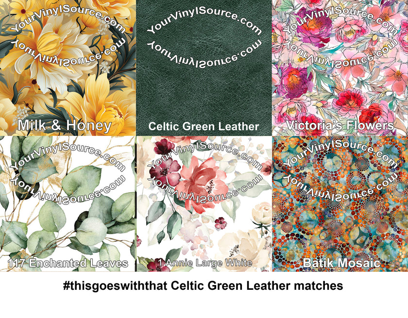 Celtic Green Leather printed vinyl  3 sizes