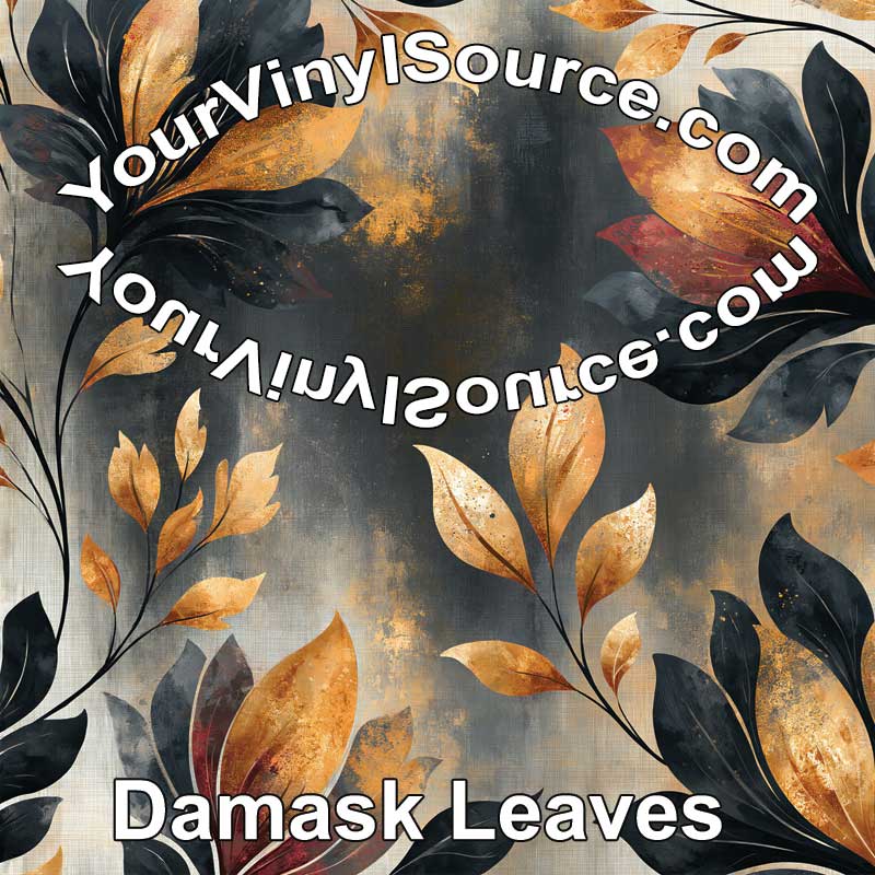 Damask Leaves printed vinyl 3 sizes