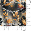 Damask Leaves printed vinyl 3 sizes