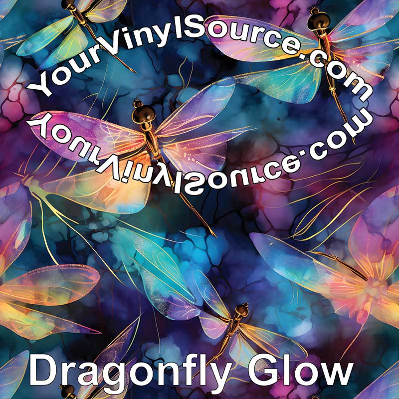 Dragonfly Glow printed vinyl 2 sizes