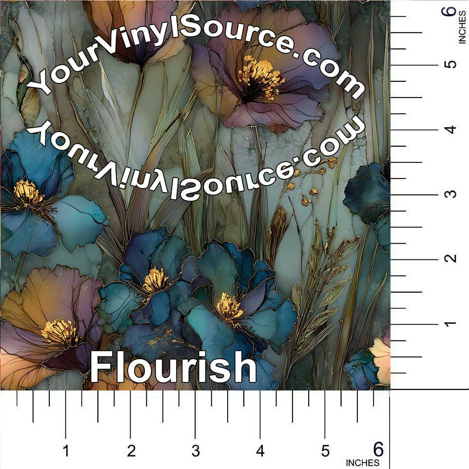 Flourish printed vinyl 3 sizes