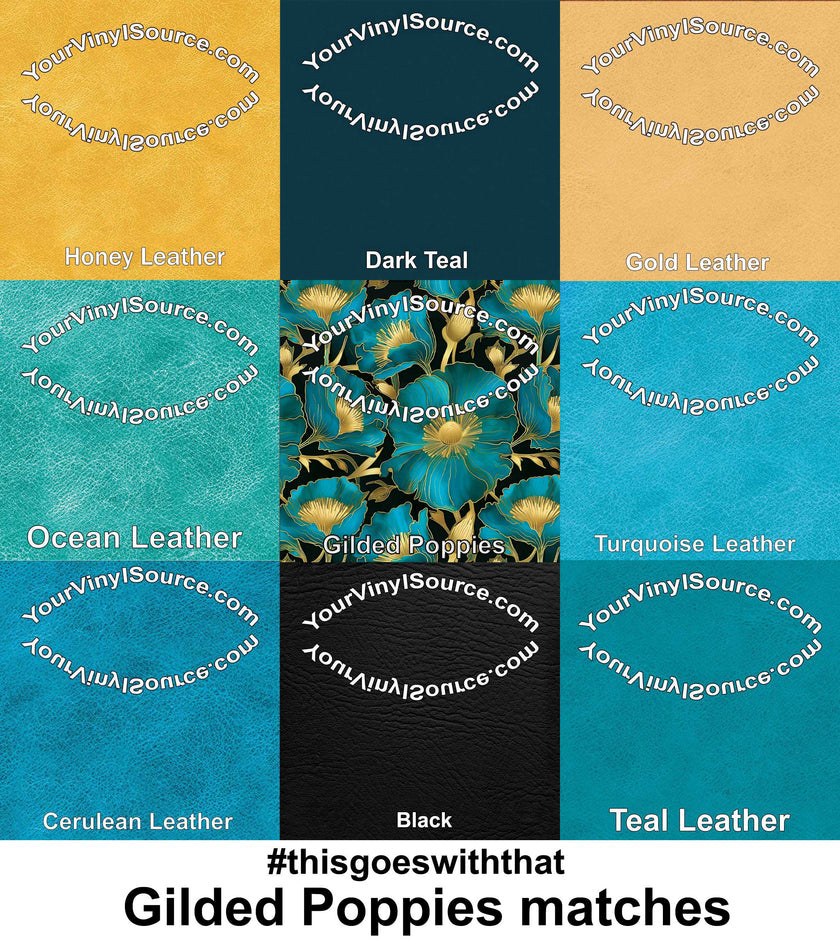 Gilded Poppies printed vinyl  3 sizes