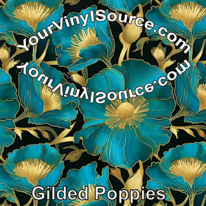 Gilded Poppies printed vinyl  3 sizes