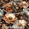 Mocha Poppies printed vinyl 3 sizes