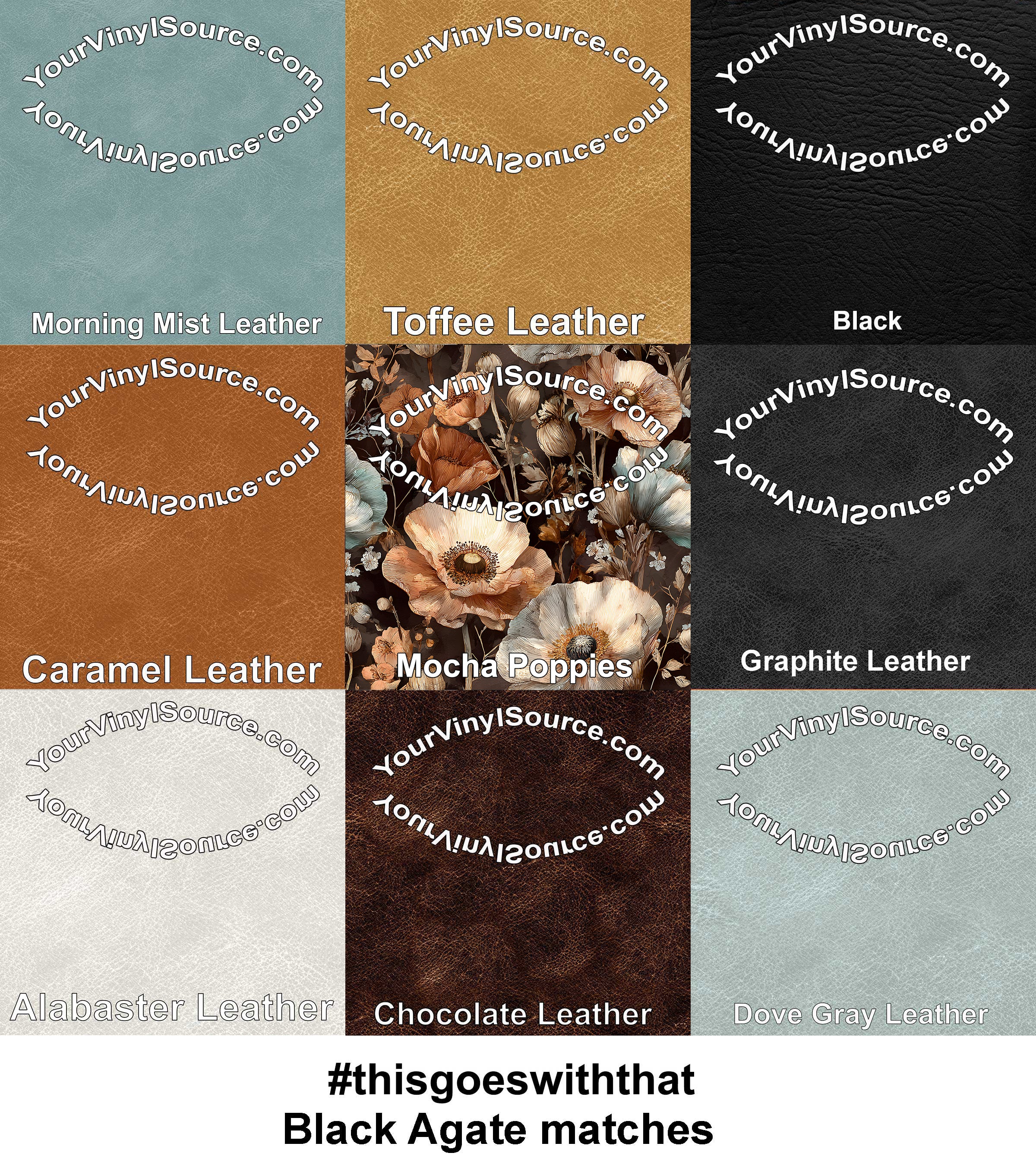 Mocha Poppies printed vinyl 3 sizes