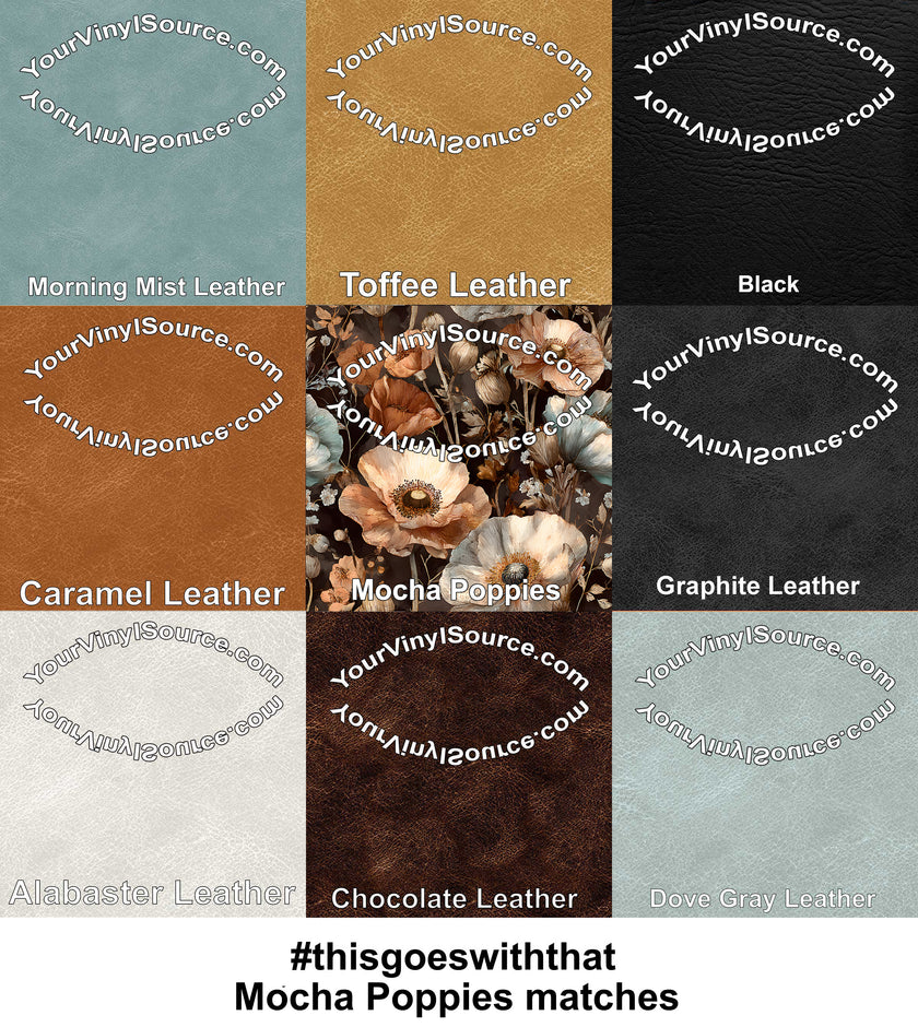 Mocha Poppies printed vinyl 3 sizes