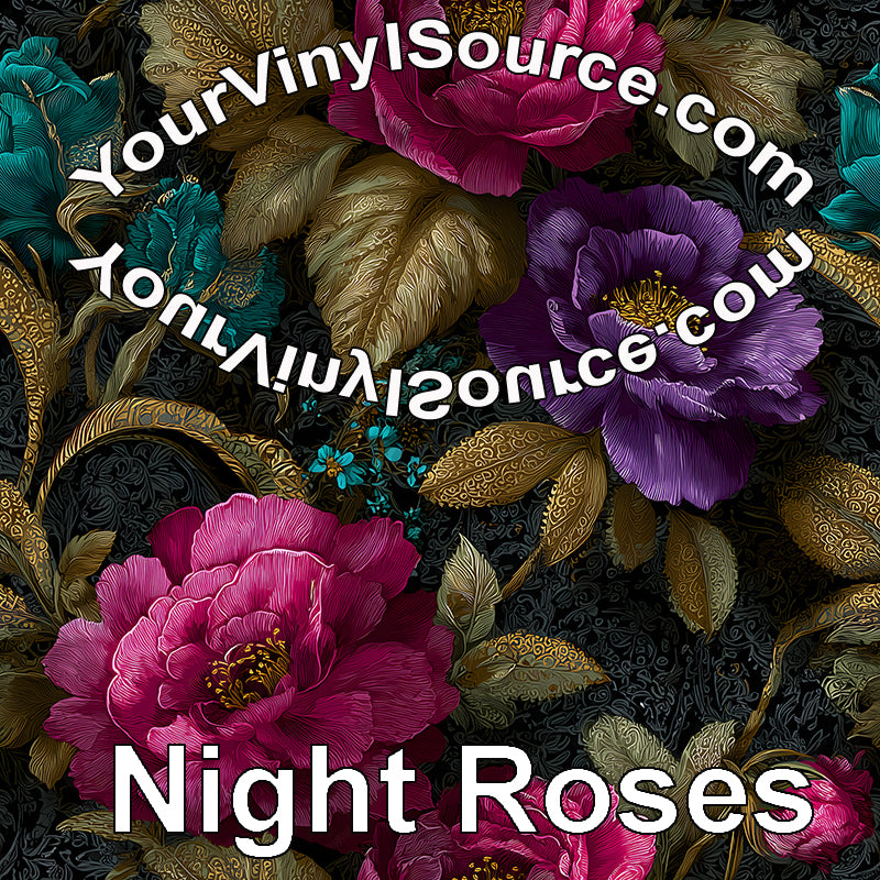 Night Roses printed vinyl 3 sizes
