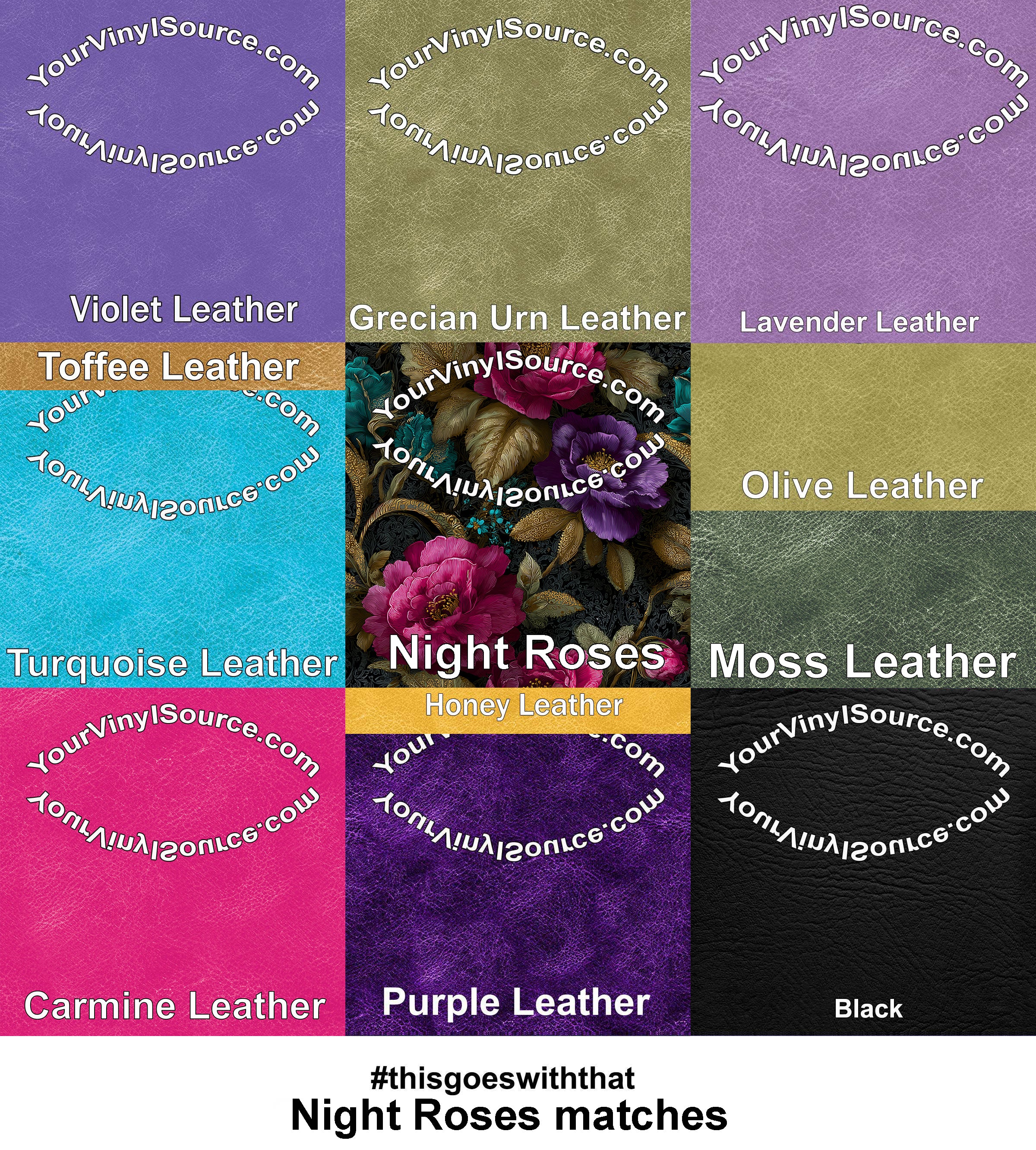 Night Roses printed vinyl 3 sizes