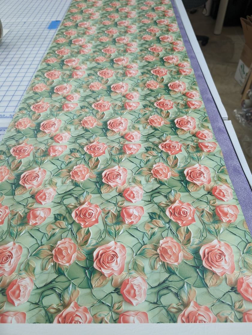 Pink  Porcelain Roses printed vinyl  3 sizes