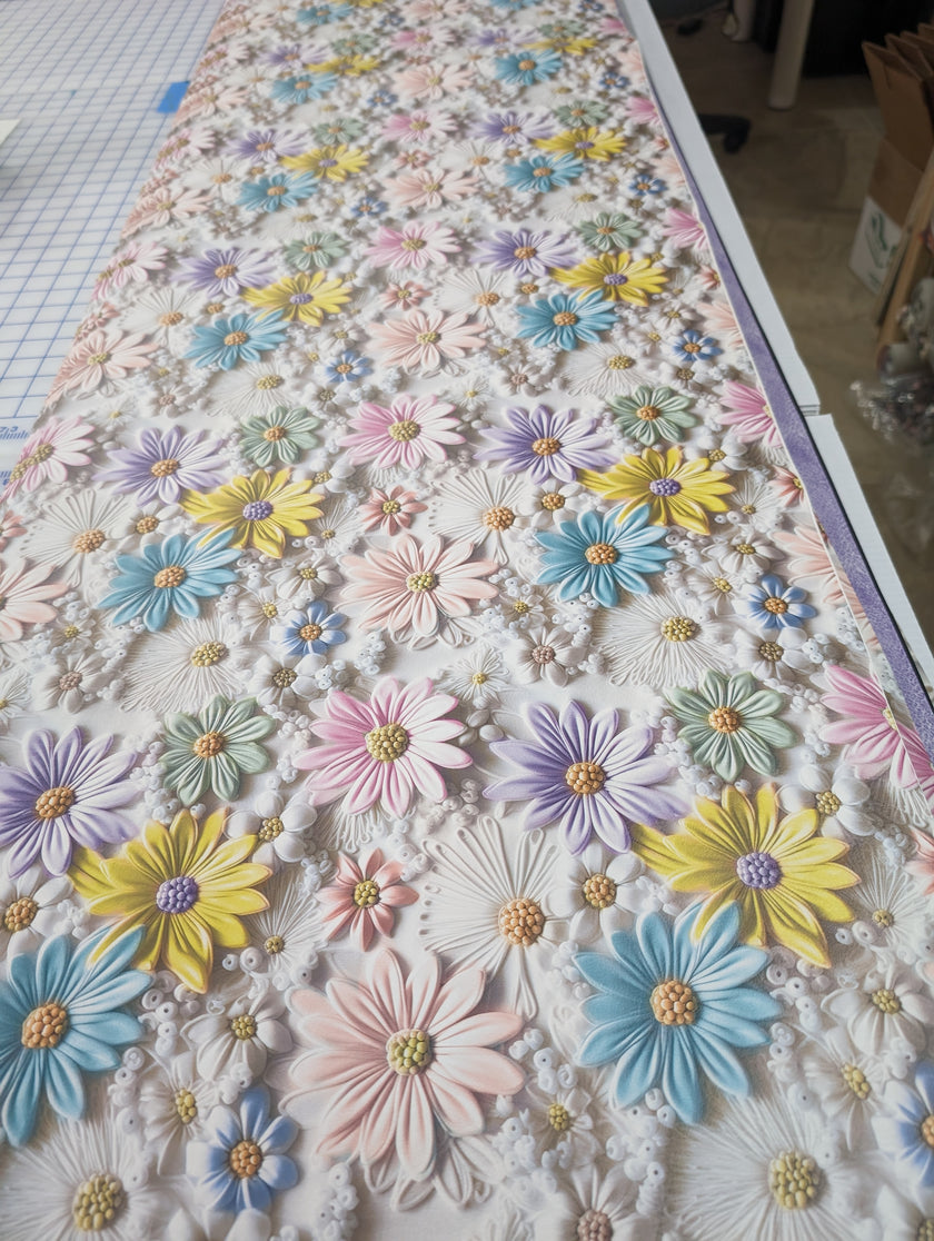 Mixed Daisies printed vinyl  3 sizes