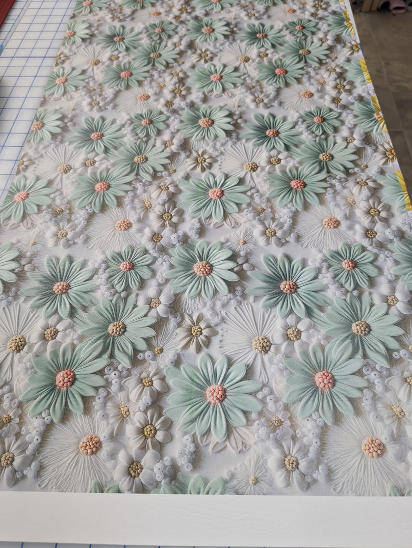 Sage Daisies printed vinyl  3 sizes