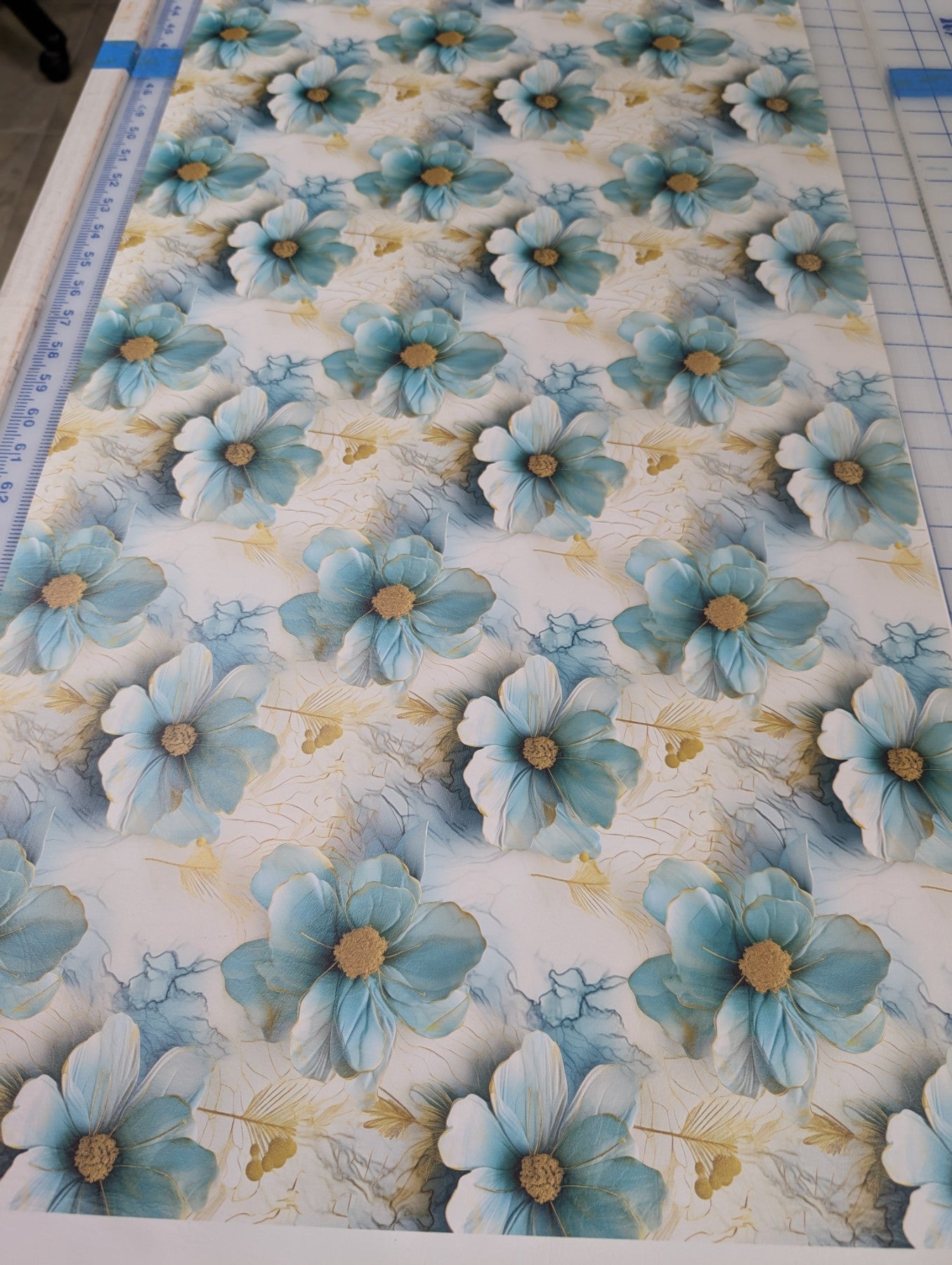 Mint Flowers printed vinyl 2 sizes