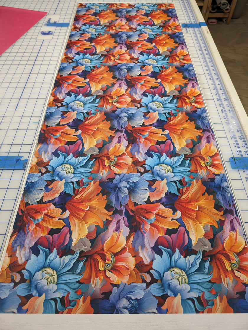 POD (print on demand) on vinyl,  UltraVinyl or our own WRC. Attach you own file or indicate in a note what existing pattern you want and please read the description below for resolution requirements