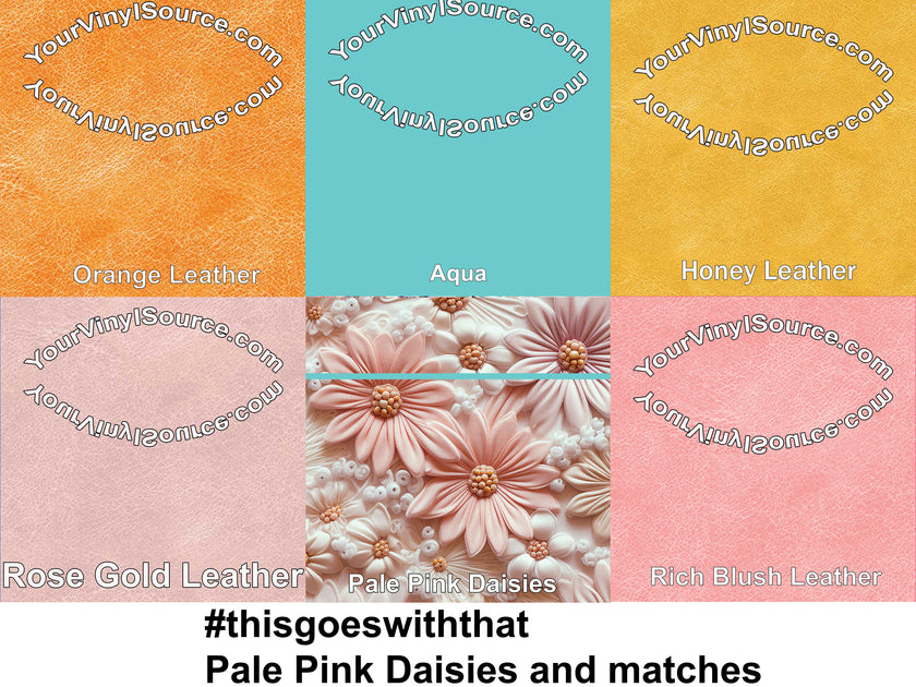Pale Pink Daisies printed vinyl  3 sizes
