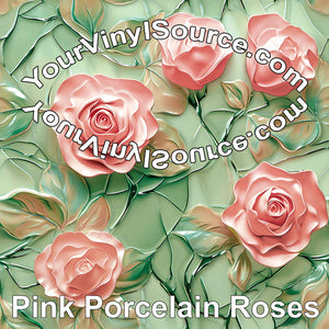 Pink  Porcelain Roses printed vinyl  2 sizes