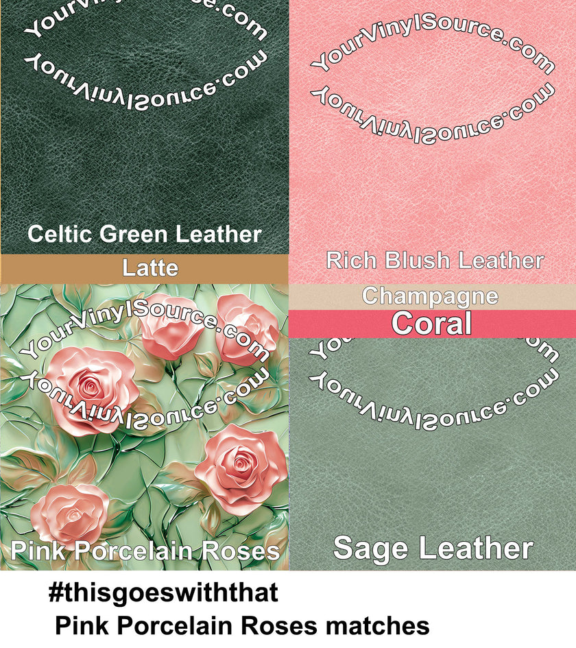 Pink  Porcelain Roses printed vinyl  3 sizes