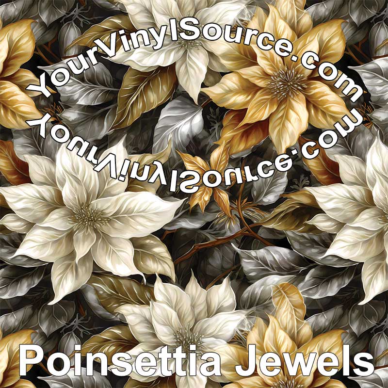 Poinsettia Jewels printed vinyl 3 sizes