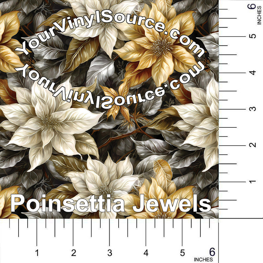 Poinsettia Jewels printed vinyl 3 sizes