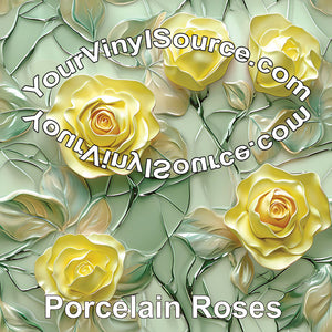 Porcelain Roses printed vinyl  2 sizes