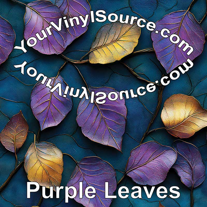 Purple Leaves printed vinyl 3 sizes