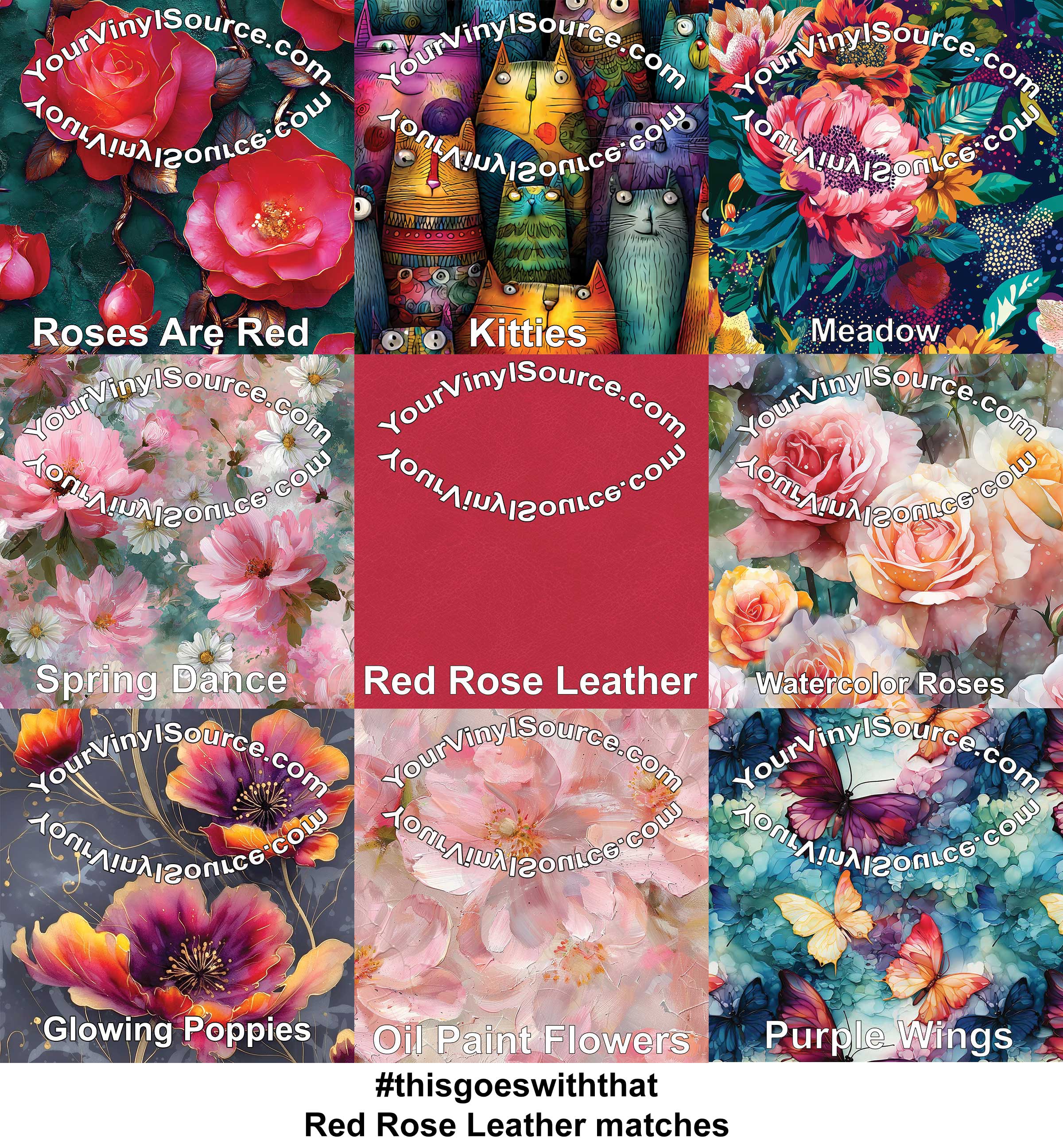 Red Rose Leather 3 sizes