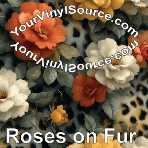 Roses on Fur printed vinyl 3 sizes