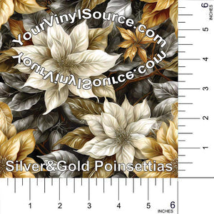 Silver & Gold Poinsettias vinyl 2 sizes  25% off