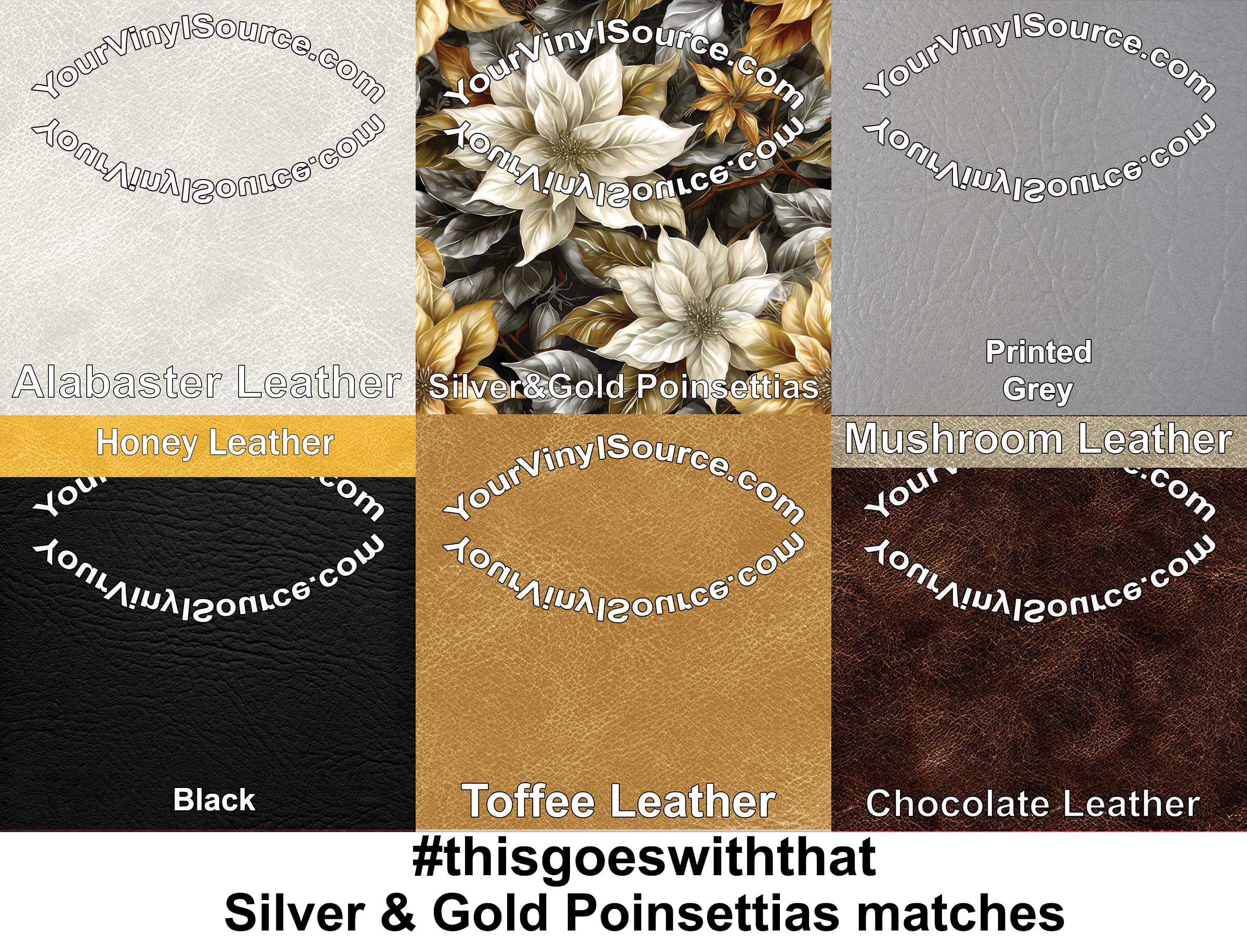 Silver & Gold Poinsettias vinyl 2 sizes  25% off