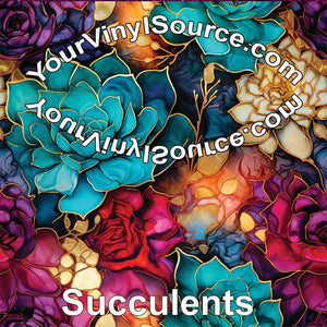 Succulents printed vinyl  2 sizes