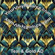Teal & Gold Art Deco printed vinyl 2 sizes