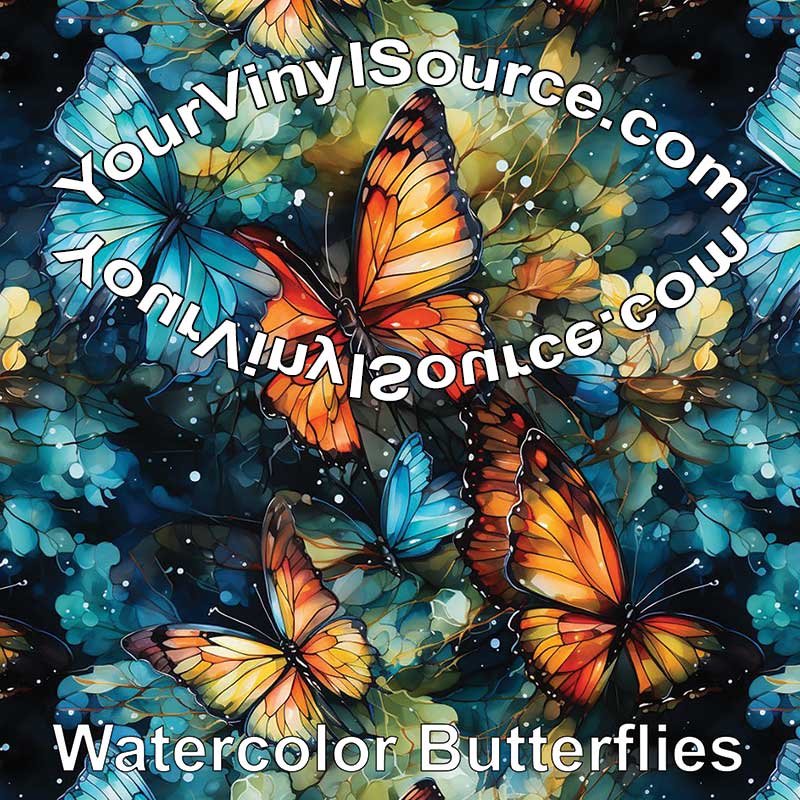 Watercolor Butterflies printed vinyl 2 sizes