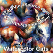 Watercolor Cats printed vinyl 3 sizes