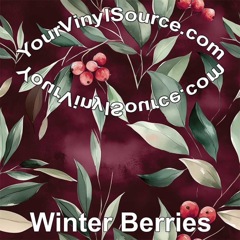 Winter Berries printed vinyl 3 sizes