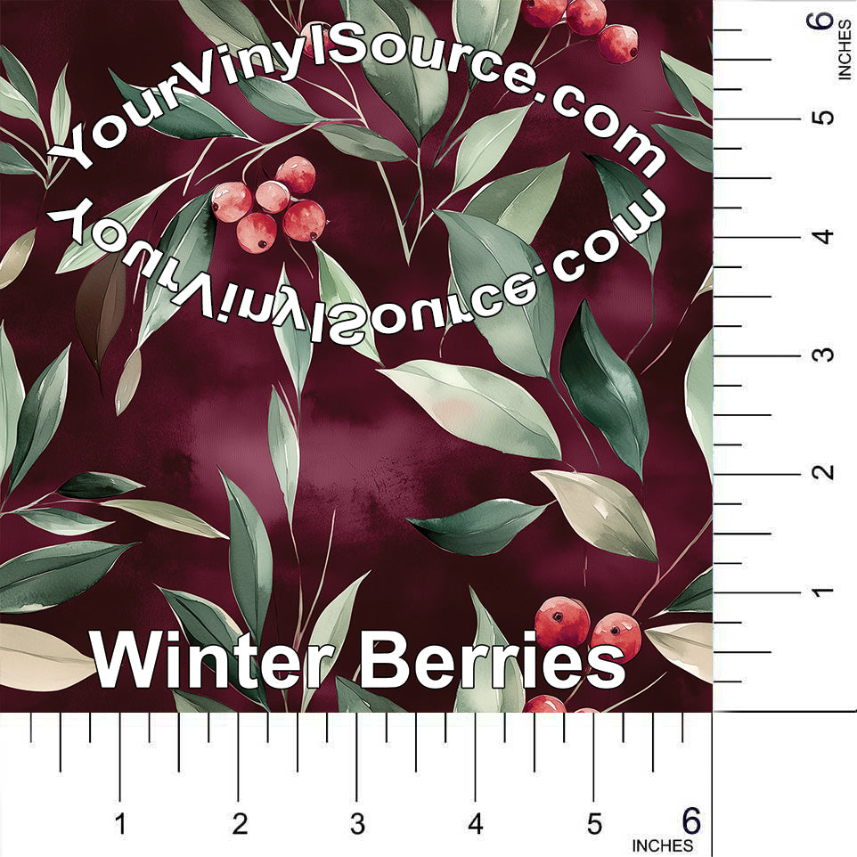 Winter Berries printed vinyl 3 sizes