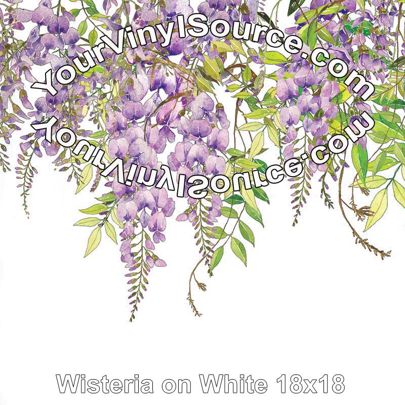 Wisteria on White Panel 18x18
