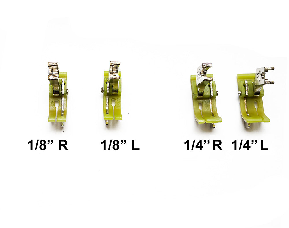 Non stick edge guide presser foot for high shank machines.  choose from 2 set