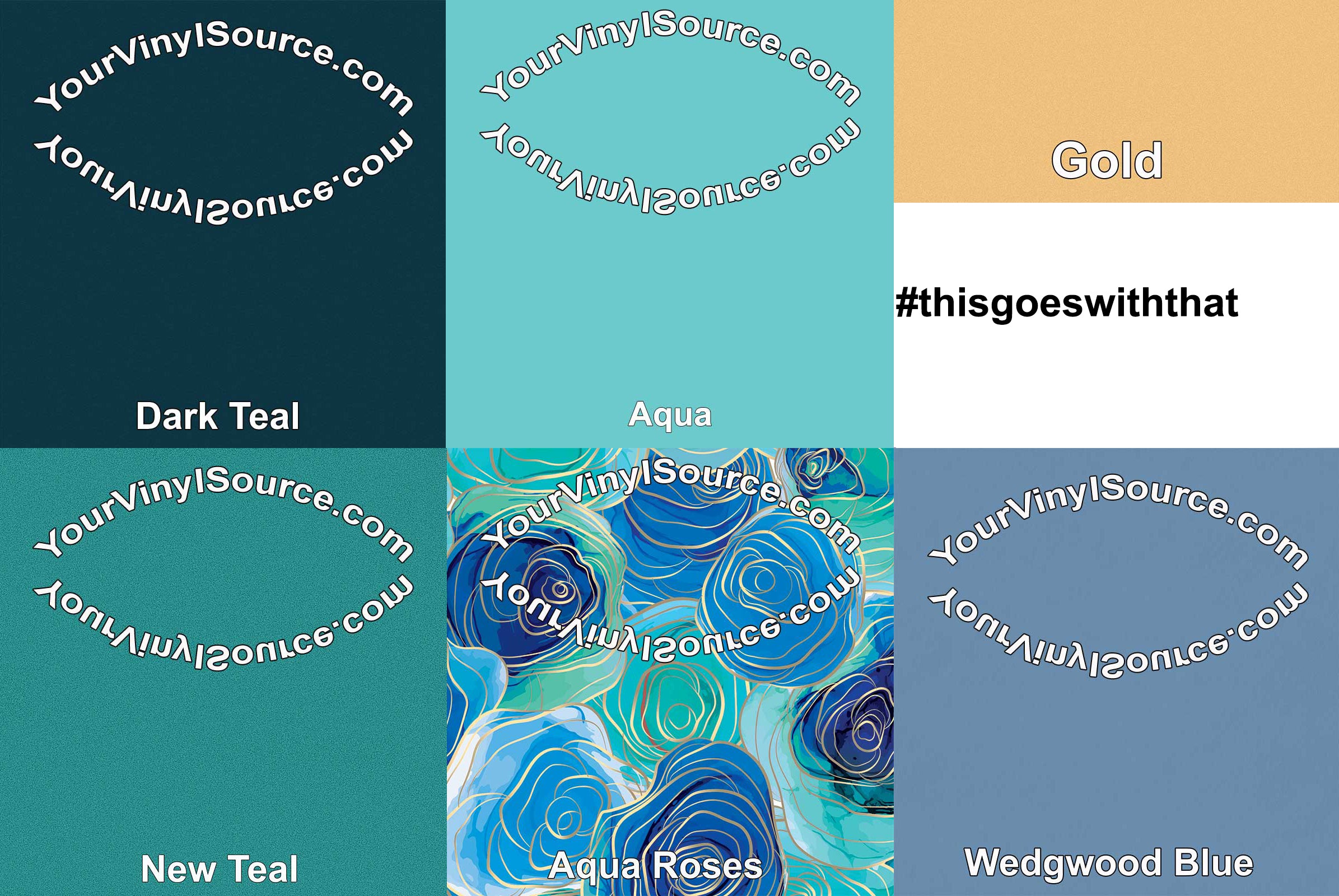 Aqua Solid printed vinyl  3 sizes