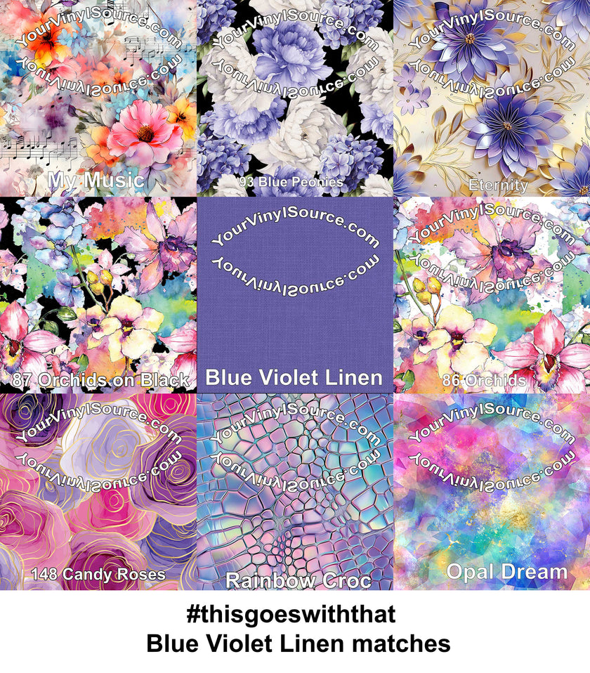 Blue Violet Linen printed vinyl  3 sizes