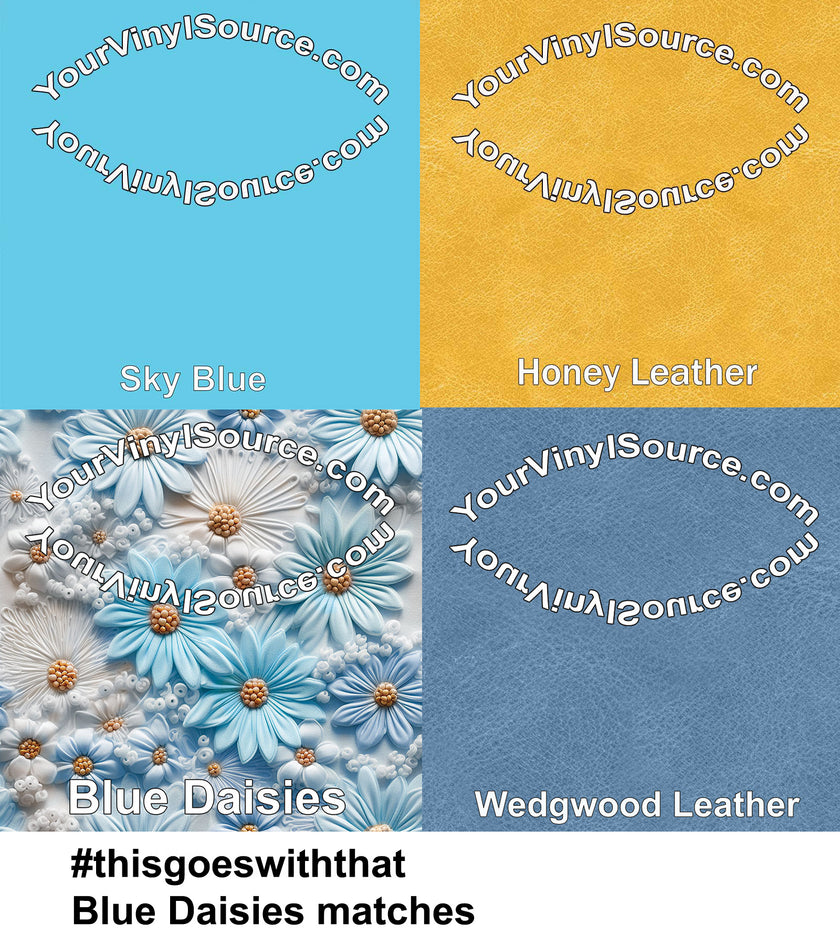 Blue Daisies printed vinyl  3 sizes